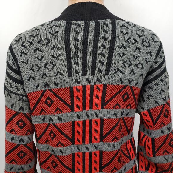Vintage Made in USA 80s Sweater Lido Sports Wool Blend V-Neck Geometrical XL - Picture 8 of 12